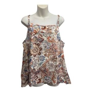 Cami Paisley-Print White, blue & brown Spaghetti-Strap size 1XL